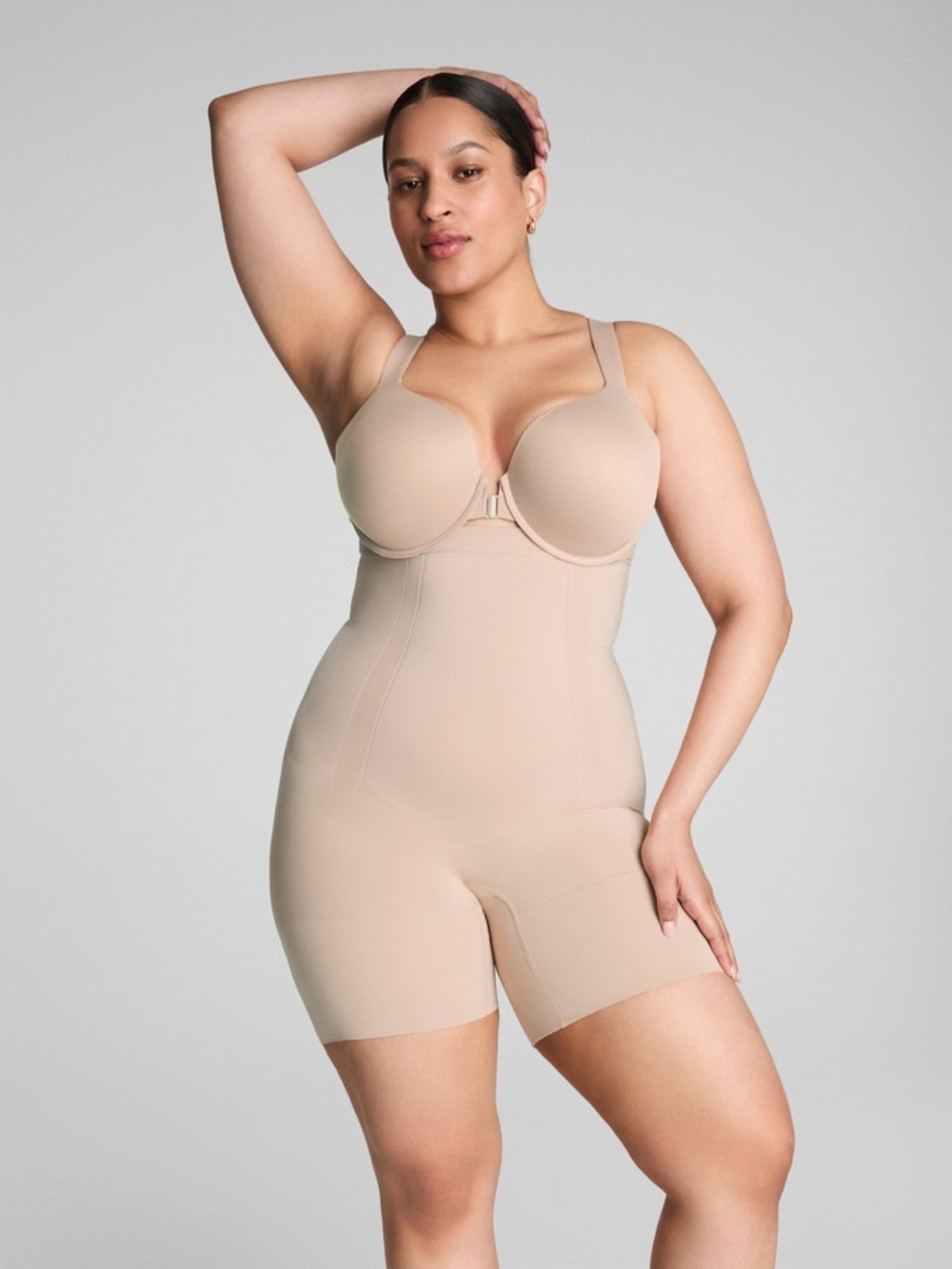 SPANX SMALL High-Waist Nude Shaping Bodysuit Shorts - Picture 2 of 10